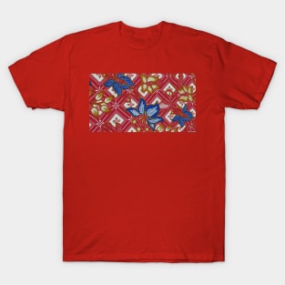 Paisley BATIK Red Flowers T-Shirt